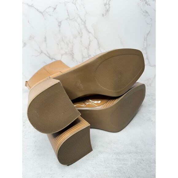 BP Boots Womens Size 10 Brown Platform Block Heel Ankle Booties Side Zip - Picture 10 of 10